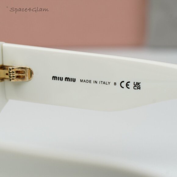 BRAND NEW Miu Miu MU03ZS 1425S0 White Dark Gray Cat Eye Women Sunglasses MU 03ZS - Picture 5 of 10